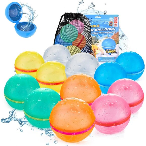 Other - Reusable Water Balloons with Mesh Bag, Latex-Free Silicone Quick Self-Sealing Wa
